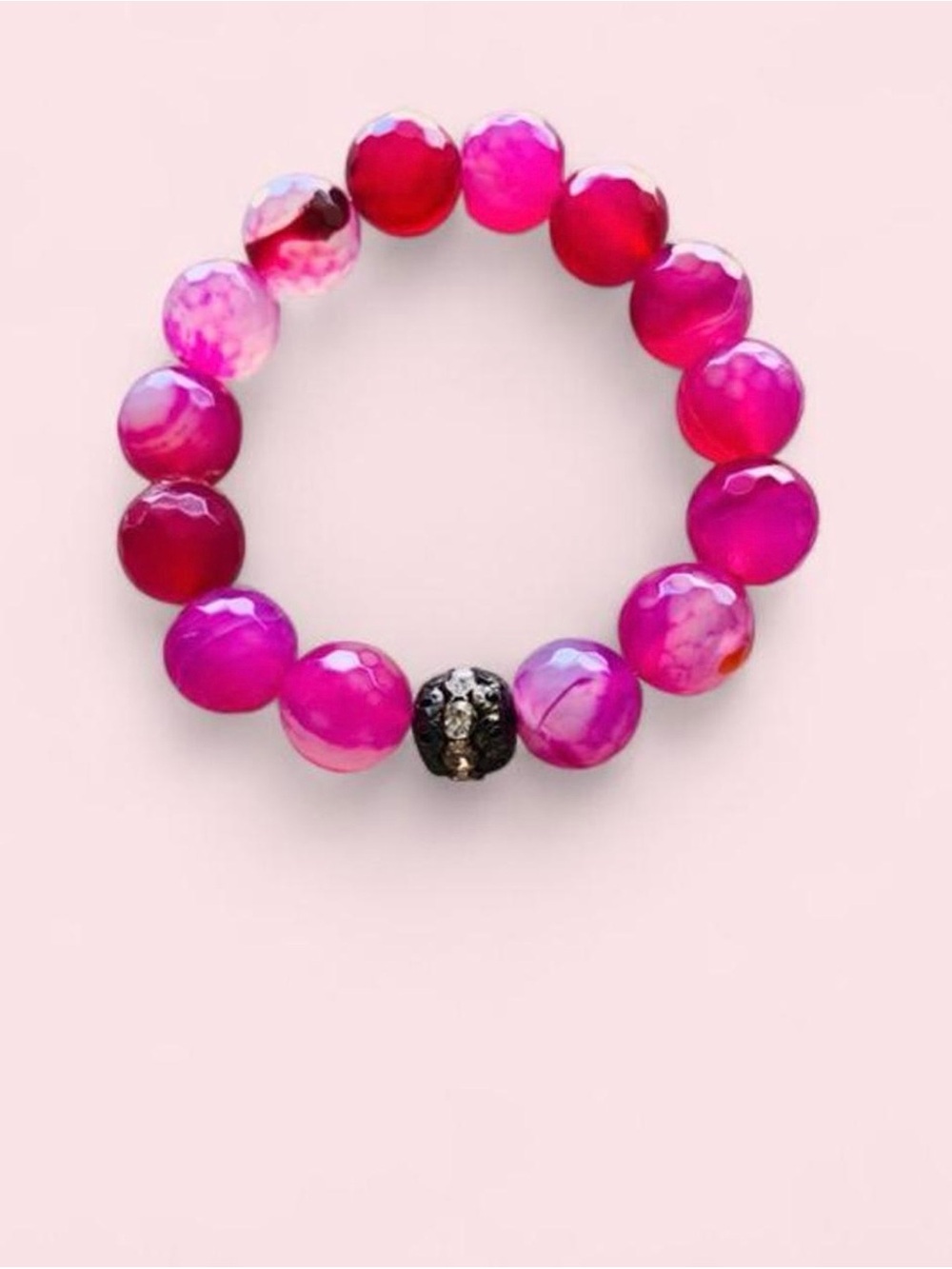 Handmade Genuine Rose Quartz & Silver Crystal Bracelet